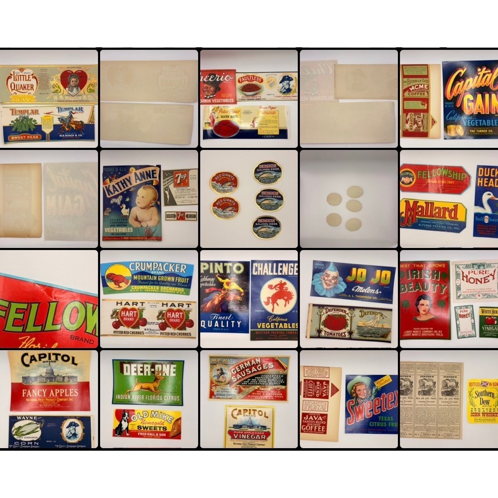 Vintage Food Beverage Product Labels Lot Capitol Sweetex Jo Jo Melons Ephemera